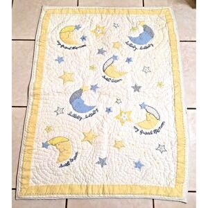 Pottery Barn Kids My Friend the Moon Vintage Blanket Crib Quilted 36x50 Cotton